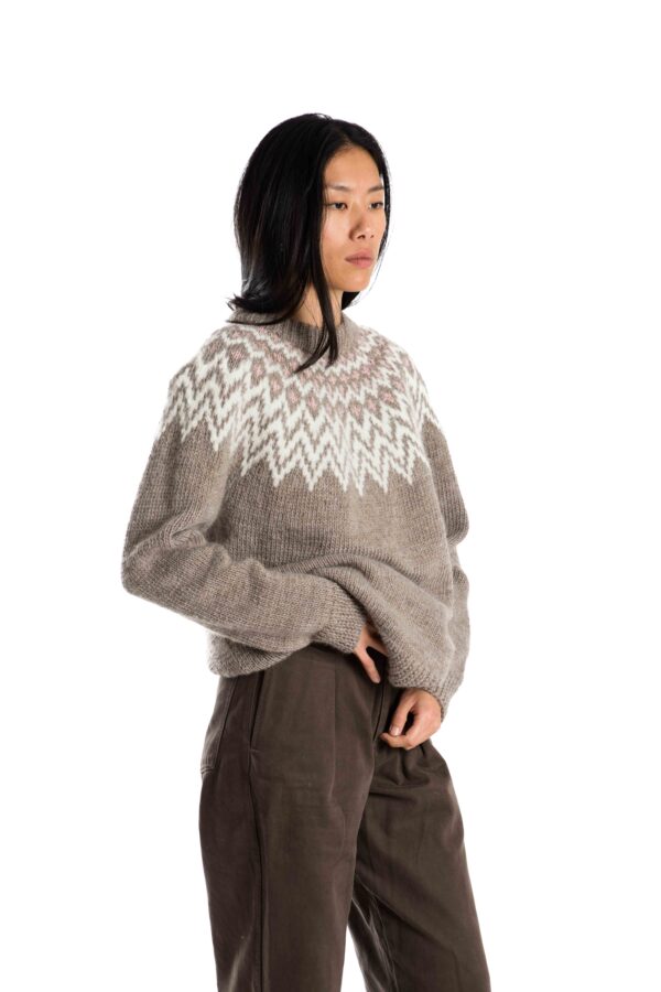 Merinowolle Norwegermuster Pullover "Che Che" Handgestrickt