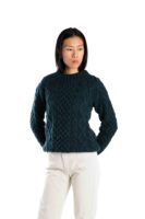 Kuscheliger Norwegerstil Strickpullover "Princess" Merinowolle, Handgestrickt CREME / INDIGO