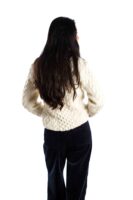 Kuscheliger Norwegerstil Strickpullover "Princess" Merinowolle, Handgestrickt CREME / INDIGO