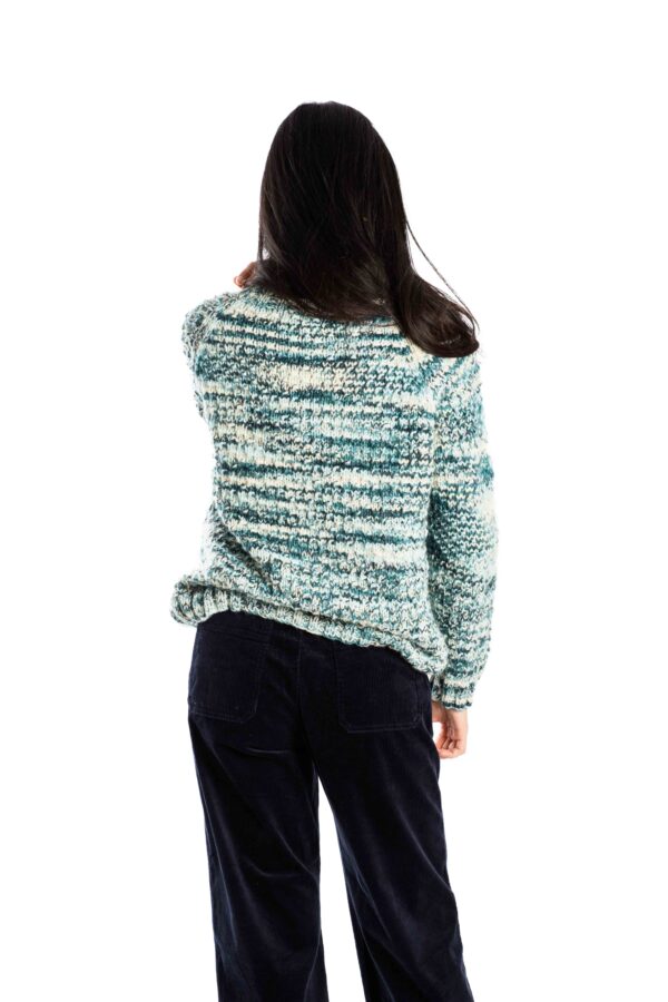 Skandinavischer Merinowolle-Pullover "Butterfly" Rollkragen Handgestrickt