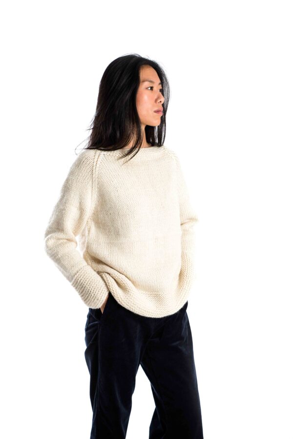 Skandinavischer Merinowolle-Pullover "Baltic" CREME handgestrickt