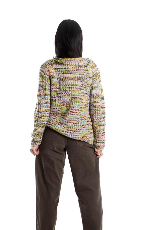 Handgestrickter Woll-Cardigan "Sol" Multicolor / Creme weiss