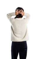 Handgestrickter Woll-Cardigan "Sol" Multicolor / Creme weiss