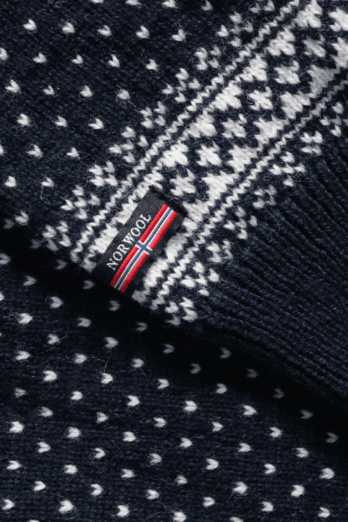 Norweger Pullover "Morten" Schneeflocken Muster, 100 % Schurwolle