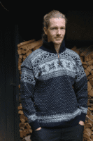Norweger Pullover "Morten" Schneeflocken Muster, 100 % Schurwolle