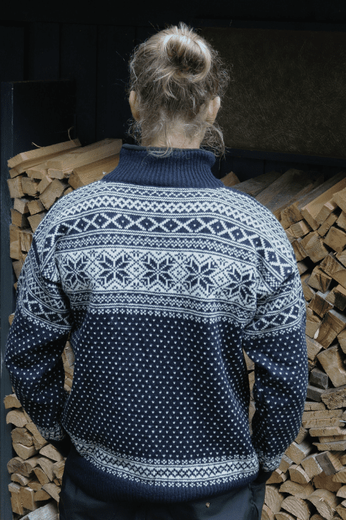 Norweger Pullover "Morten" Schneeflocken Muster, 100 % Schurwolle