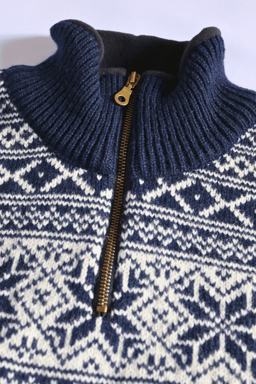 Norweger Pullover "Morten" Schneeflocken Muster, 100 % Schurwolle