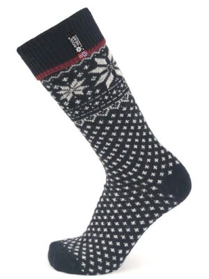 Skandinavische Wollsocken Schneeflockenmuster 70% Lammwolle
