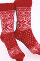 Skandinavische Wollsocken "Hyggesokker" 60% Lammwolle Schneeflockenmuster