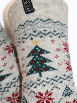 Dänische Weihnachtssocken "Julesokker" Weihnachtsbaum 80 % Lammwolle