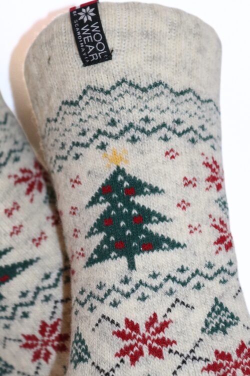 Dänische Weihnachtssocken "Julesokker" Weihnachtsbaum 80 % Lammwolle