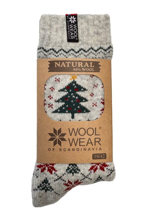 Dänische Weihnachtssocken "Julesokker" Weihnachtsbaum 80 % Lammwolle