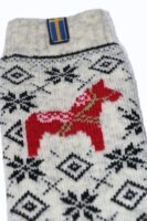 Schwedische Dalapferd Weihnachtssocken "Dalahäst" 80 % Lammwolle
