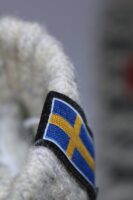 Schwedische Dalapferd Weihnachtssocken "Dalahäst" 80 % Lammwolle