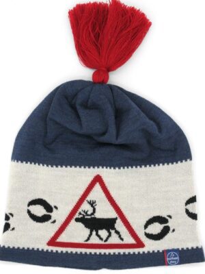 Rentier Motiv Wollmütze 100% Merinowolle
