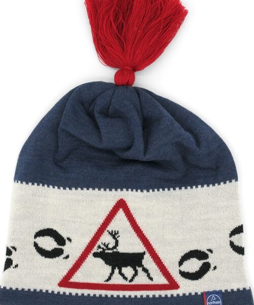 Rentier Motiv Wollmütze 100% Merinowolle