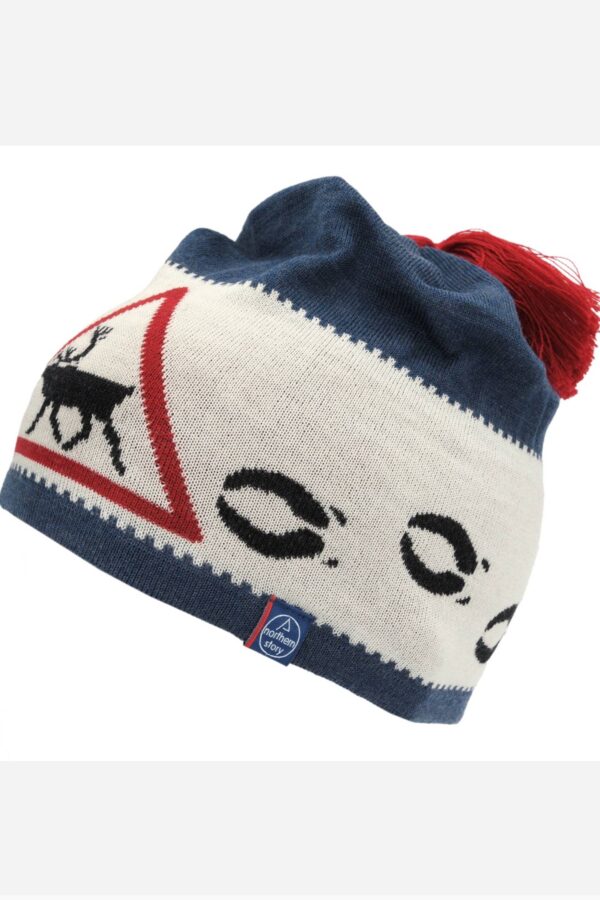 Rentier Motiv Wollmütze 100% Merinowolle