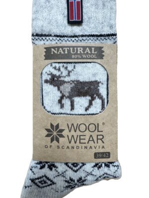 Skandinavische Rentier Wollsocken 80 % Lammwolle