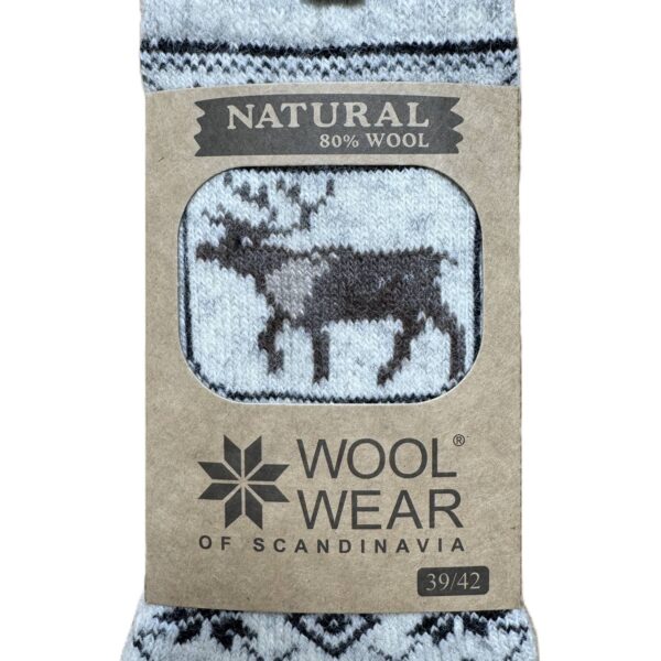 Skandinavische Rentier Wollsocken, Norwegische Flagge, 80 % Lammwolle