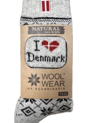"I love Denmark" Dänemark Wollsocken 80 % Lammwolle