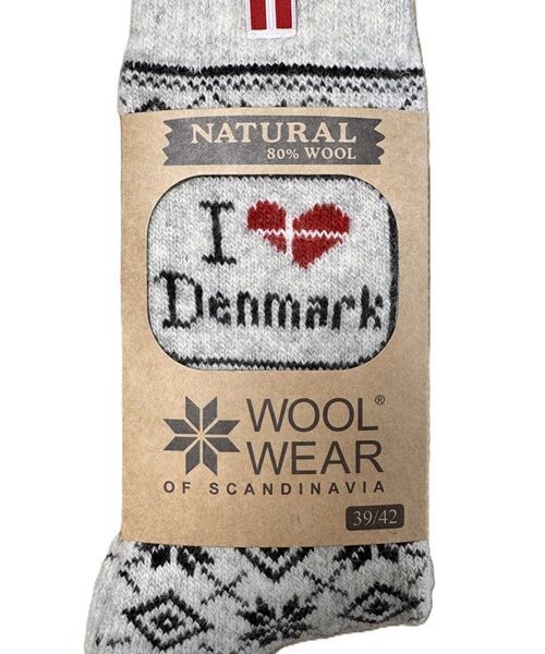 "I love Denmark" Dänemark Wollsocken 80 % Lammwolle