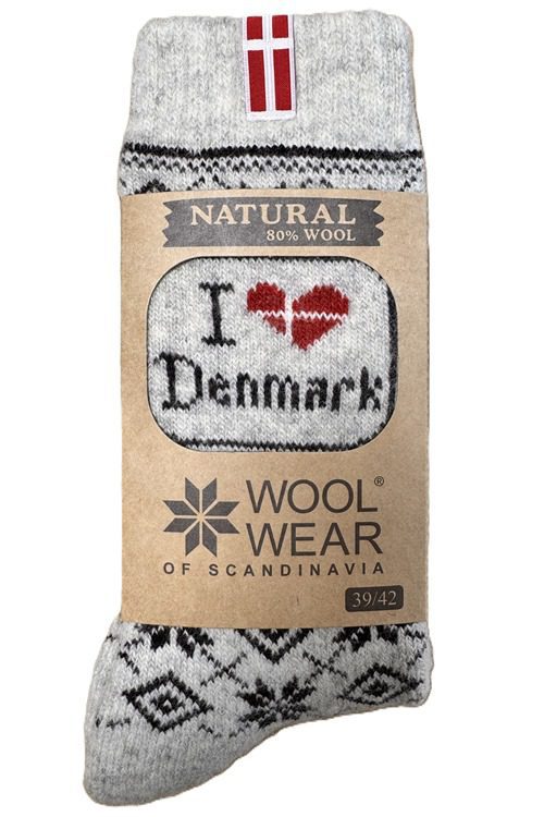 "I love Denmark" Dänemark Wollsocken 80 % Lammwolle